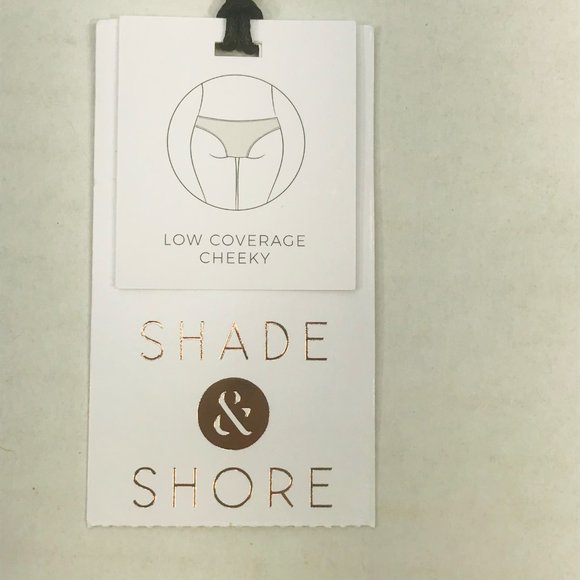 Shade And Shore Women's Sz Medium 8-10 High Leg Cheeky Bikini Swim Bottom Black - Picture 3 of 8